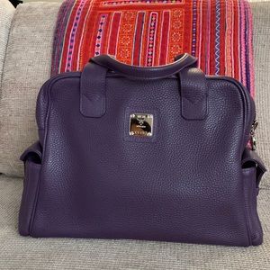 MCM Top Handle bag, genuine pebbles leather. Rich purple. Pre-loved. Authentic.